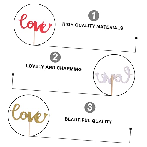 Amosfun 24 Pçs Inserções De Bolo Do Dia Namorados Cupcake Topper Bolo De Frutas Cupcake Ornamento Ca