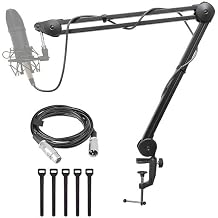 AxcessAbles Heavy Duty Mic Boom Arm 3.3ft Extension with 6ft XLR Cable & Ties | 5LB Capacity | Microphone Arm Desk Mount | Perfect for Gaming, Streaming & Pod Cast