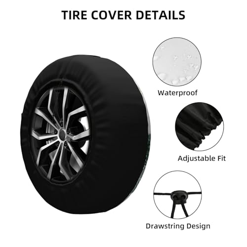 Image of Christmas Dog Spare Tire Cover Winter Weatherproof Universal Wheel Protectors Christmas New Year Wheel Covers for Rv Camper Travel Trailer SUV Truck 17 Inch Holiday Xmas Decor