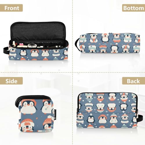 Organizador de herramientas para cabello 2 en 1 Cute Penguins con tapete para plancha resistente al agua y térmico, bolsa de viaje para planchas, rizadores y cepillos para mujer miniatura 5