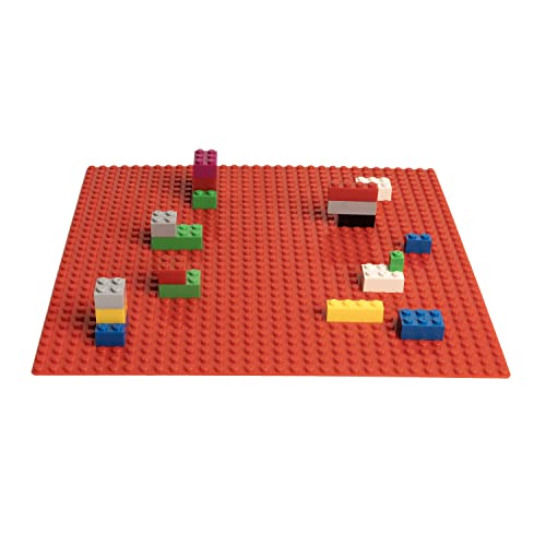 Image of Edu Toys Base Plastic Plate Board 32 x 32 Pegs /Dots for Classic Building Blocks Bricks Compatible with All Brands - Red