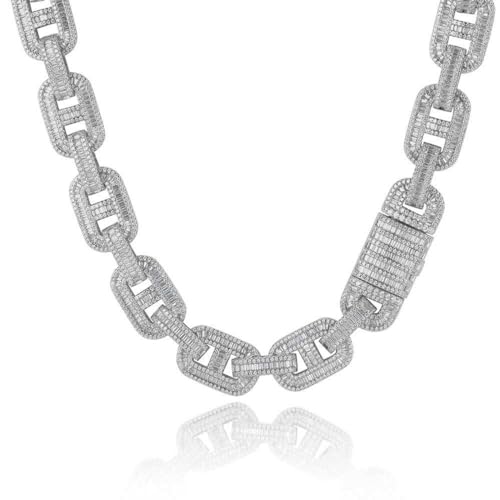 Cadena de eslabones grandes de 15 mm accesorio de joyería masculina maciza con acabado helado