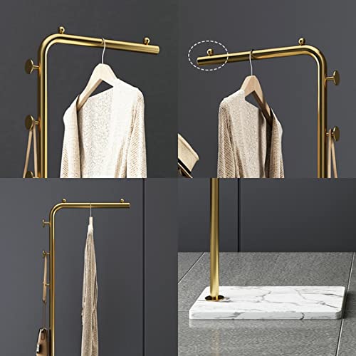 Coat Rack Stand, Gold Clothing Rack Freestanding With Satin Steel Finish And Natural Stable Marble Base, For Coats, Hats, Scarves, Clothes, And Handbags Be Applicable Home Bedroom Hotel Hall #TOP3