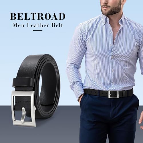 BELTROAD Cinto masculino para jeans, cinto de couro para trabalho, negócios, fivela de liga metálica