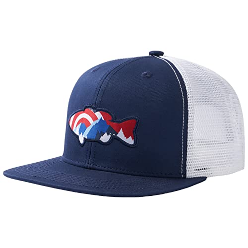 Image of BASSDASH Flat Brim Trucker Cap Adjustable Snapback Hat Mesh Back for Men Women