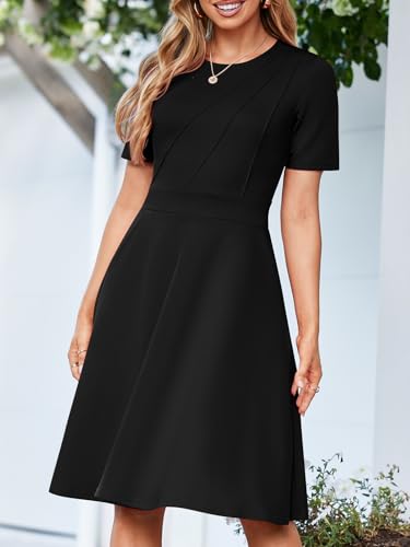 Image of YIOYOLA Fit and Flare Work Dresses for Women Business Casual Office Church Cocktail Party Aline Dress with Pockets