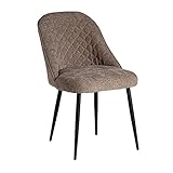comedor colonial español Tapizada en un elegante terciopelo color marrón, la silla combina una estructura sencilla y versátil con cuatro patas de madera en color negro mate.