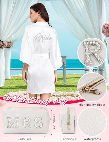 6 Pcs Women Bride Robe with Accessories for Bride Bachelorette Party Engagement Honeymoon Bridal Shower Gift2
