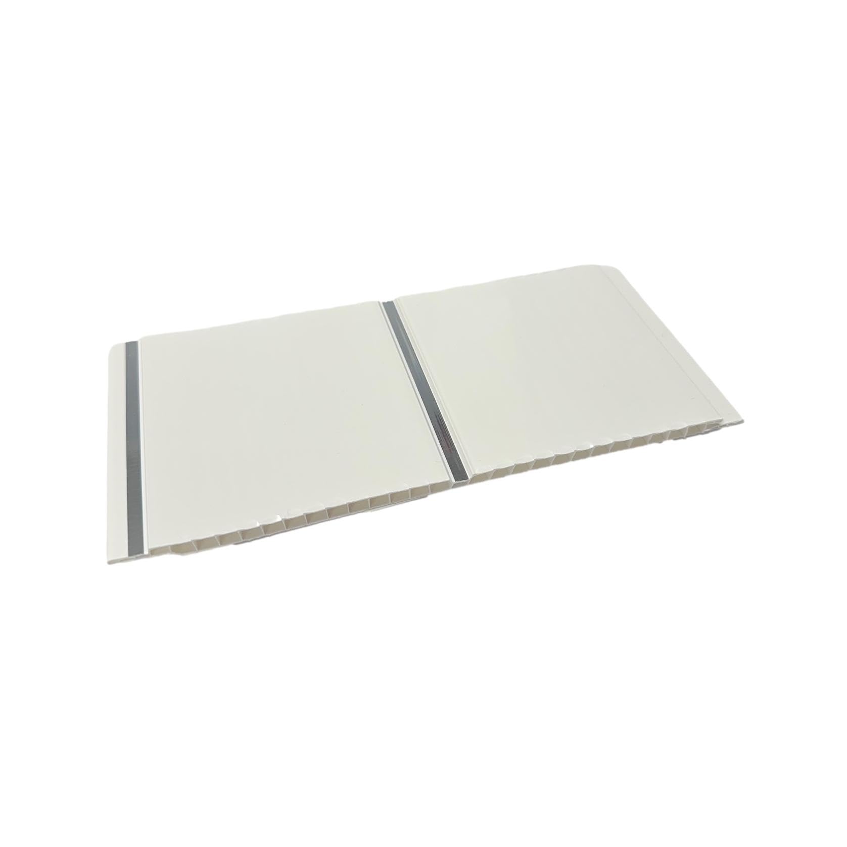 DBS Gloss White Chrome 5mm Sample Piece Bathroom PVC Cladding Wall Shower Panel Sample