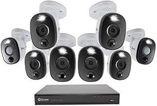 Swann 16 Channel 8 Camera DVR Security System, Wired Surveillance 4K HD DVR-5580 + 2TB HDD, Audio Capture, Color Night Vision, Heat & Motion Sensing Warning Light, Alexa + Google, SWDVK-1655808WL