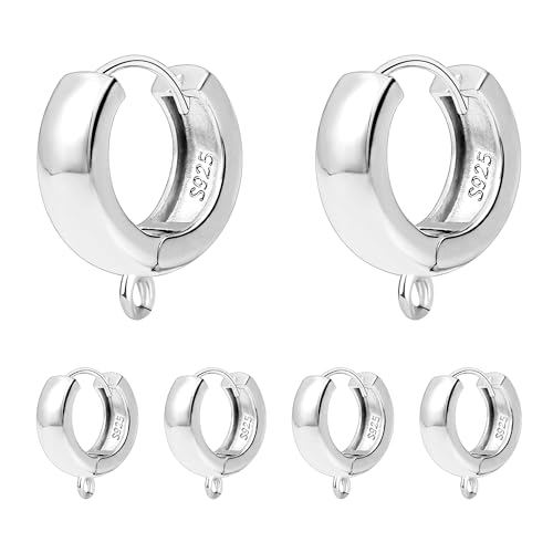 Pendientes de aro ALEXCRAFT de plata de ley 925 con cierre de palanca para joyería, 8 piezas 6