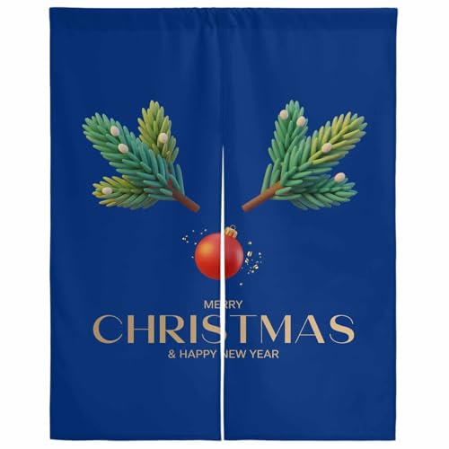 のれん 遮光 おしゃれ 暖簾カーテン 間仕切り 仕切り 目隠し 防寒 防音 厚手 和風 玄関 キッチ リビング 出入り口 グッズ 寝室 春夏秋冬 クリスマス トナカイ 芸術 抽象 松針 青色 幅85x丈90cm