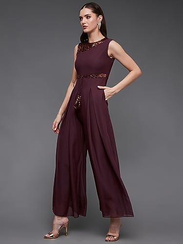Image of Miss Chase Women's Keyhole Neck Regular Sleeve Regular Length Jumpsuit with Pockets