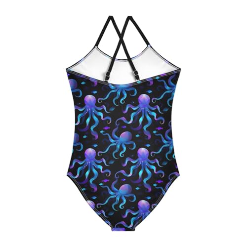 Octopus Pattern Girls One Piece Swimsuits Summer Quick Dry Beach Bathing Suit2