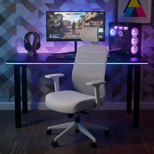 Image of HON Altern Ergonomic Office Chair with Headrest, Mid‑Back Mesh Desk Chair, Adjustable Arms, Seat Slide, Synchro‑Tilt, Rolling Computer Seat for Home Office, White Frame, Black