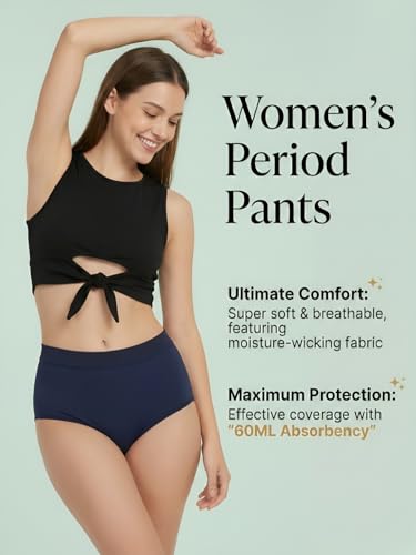 Image of Tedwoods Women's Leakproof Period Panty Pack of 3 | Reusable Menstrual Underwear | High Absorbency Cotton Briefs for Light, Medium & Heavy Flow
