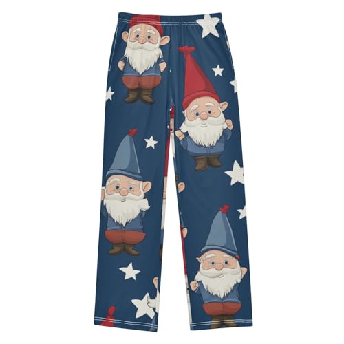 Gnome with Star Boys Long Pants Soft Trousers Elastic Waist Kids Lounge Bottoms with Pockets S-XL