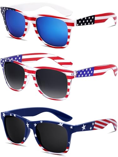 Image of knliwkm American Flag Sunglasses for Men USA American Flag Glasses Fourth of July Accessories