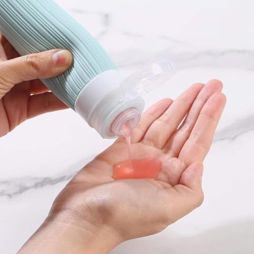 Kit 4 Frascos Potes Silicone Viagem 90ml Creme Shampoo Condicionador Organizador Mala - ECOMLAR® (To