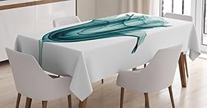 Image of Ambesonne Flower Tablecloth, X-ray Image of a Rose Flower Romance Creative Nature Picture Print, Dining Room Kitchen Rectangular Table Cover, 52" X 70", Teal White