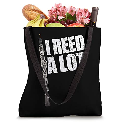 Bolsa tote divertida para músicos de oboe: 'I Reed A Lot' miniatura 4