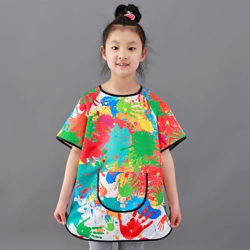 Artist 𝐂ostume for Kids Child's Art Overalls Apron Painting 𝗦upplies Toddler Short Sleeve Art Smock with Pocket2