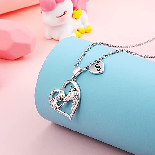 Horse Necklace Horse Gifts For Girls, Heart Pendant Initial A Necklace Horse Necklaces For Girls Women Little Girls Jewelry Horse Necklace Jewelry Kids Necklace For Girls Initial Necklace For Girls #TOP5