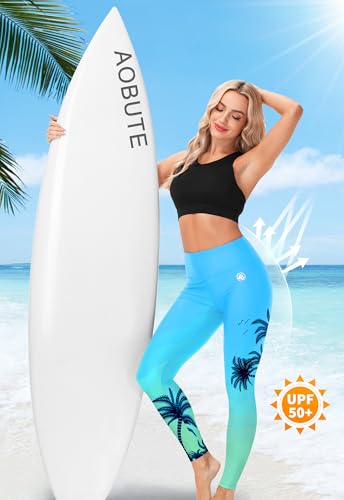 Image of AOBUTE Women Swim Pants UPF 50+ Rash Guard Pants High Waisted Swimming Leggings