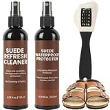 Calvana 3-in-1 Sandal & Shoe Cleaning Kit - Total 8.1 fl.oz, Premium Care Kit, Compatible with UGG, Birkenstocks, Safe for Leather, Suede, Footbed, Nubuck & Cork - Includes Cleaner, Protector, Brush