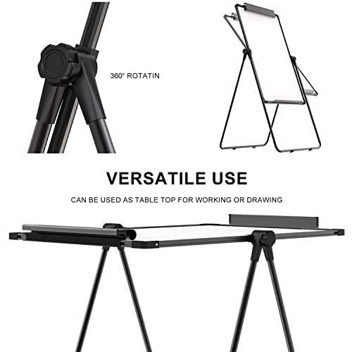 Image of Lifekrafs Stand Whiteboard, Double-Sided Dry Erase Board, Flipchart Holder, Portable Height Adjustable Easel, 360 Rotation Design Board for Office, School, Drawing, Home Tuition, Restaurant, etc.,