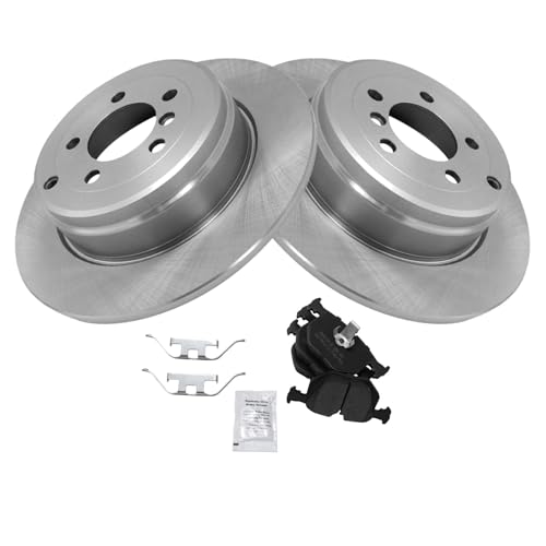 Image of TRQ Rear Brake Pad and Rotor Set Semi Metallic Solid Rotors | For 2003-2005 Land Rover Range Rover