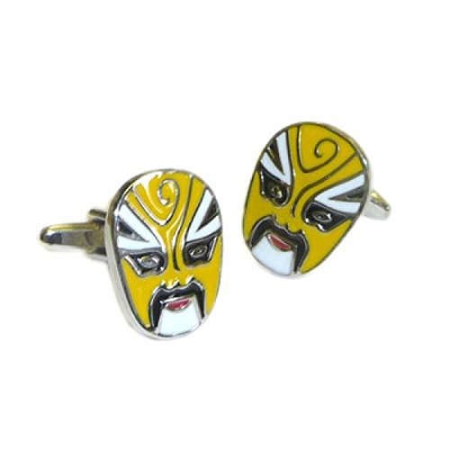 Mancuernillas Hombre Máscara Lucha Libre Amarilla miniatura 1