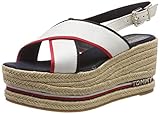  Tommy Hilfiger Flatform Sandal Corporate Ribbon, Sandalias con Plataforma para Mujer, Rojo (RWB 020), 42 EU
