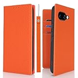 Ｈａｖａｙａ 対応 Google Pixel 9a ケース ピクセル9a ケース 手帳型 本革 ストラップ カバー グーグル スマホケース docomo au 耐衝撃 SoftBank カード収納 スタンド機能 レザー -オレンジ