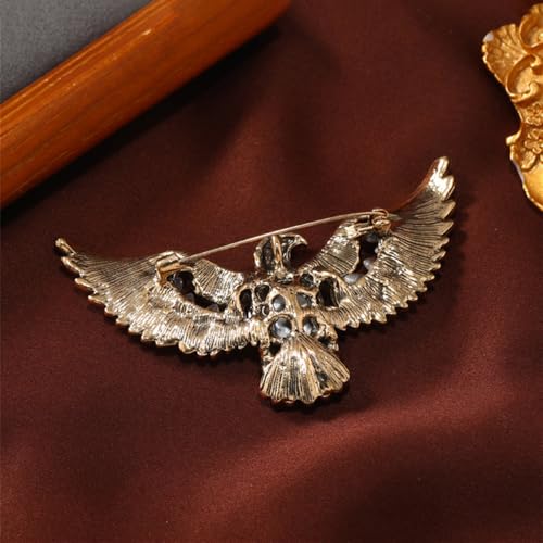Image of Rhinestone Eagle Bird Brooch Pin for Women Men Vintage Teardrop Green Crystal Eye Flying Animal Brooches Lapel Elegant Hat Bag Suit Costume Accessories Jewelry Father Friend