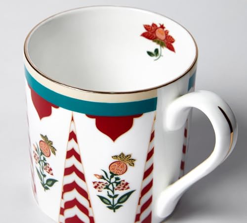 Image of India Circus by Krsnaa Mehta Blushed Orchard Melon Coffee Mug | Tea Cup with Handles | Dishwasher Safe | Designer Multicolor, Set of 6, 220 mL Each