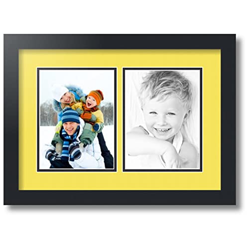 ArtToFrames Collage Photo Frame Double Mat with 2 - 6x8 Openings and Satin Black Frame