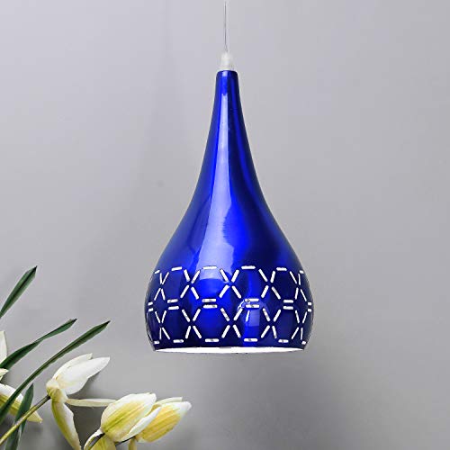 Image of Homesake Glossy Spining Top Hanging Pendant Lamp, Ceiling Light (Blue, Cross-Cut)