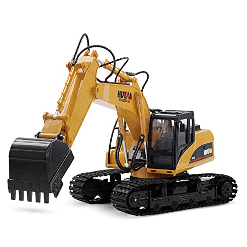 HuiNa 1550 15CH 2.4G 1/14 680 Degree Rotation, Metal Excavator Engineering Vehicle Cool Sound, Light Effect RC Truck Toy
