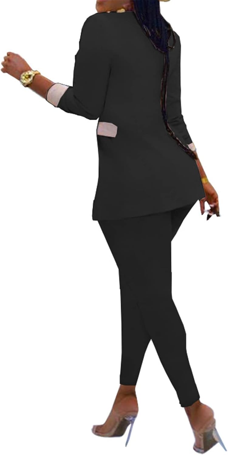 Recious Womens Sexy 2 Pieces Denim Printed Zipper Jackets Bodycon Pants Party Clubwear Tracksuit Outfits Set