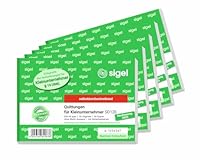 SIGEL SD120/5 Quittungsblock für Kleinunternehmer, fortlaufend nummeriert, eindeutige 7stellige Nummer, A6 quer, 5 Stück, 2x30 Blatt, selbstdurchschreibend, aus nachhaltigem Papier