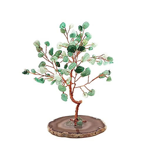 Colorsheng Quartz Crystal Feng Shui Money Tree Natural Agate Flakes Geode Base Bonsai Style Decoration for Luck and Wealth 3.6