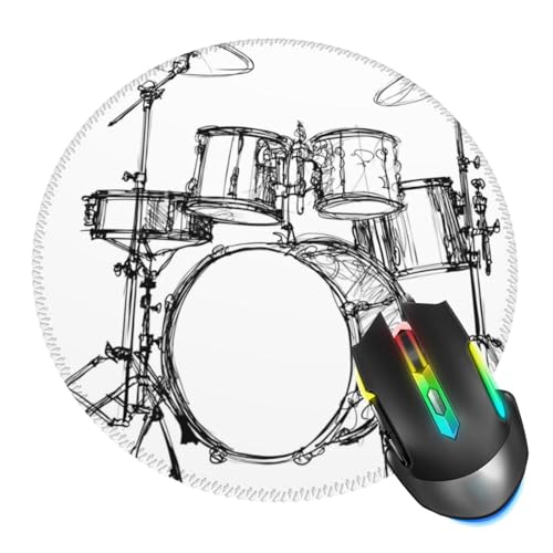 Mouse Pad Music Drum Rock Mouse Pads for Desk, Stitched Edge Mousepad with Non-Slip Rubber Base, Gaming Mouse Mat for Computer Laptop Home Office