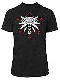 JINX The Witcher 3 Wolf Signs Men's Gamer Graphic T-Shirt, Black Mineral Wash, Small