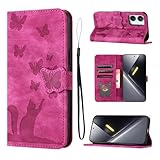 LSPCASA Funda para teléfono móvil Xiaomi Poco X8 Pro Max 6.83" PU Premium de cuero con diseño de gato mariposa Funda con ranura para tarjetas, tipo libro con función de soporte para Xiaomi Poco X8 Pro