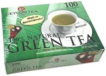 Garden Fresh Unblended 100% Natural Green Tea, Ceylon Tea Club, 4 boxes, 100 bags each