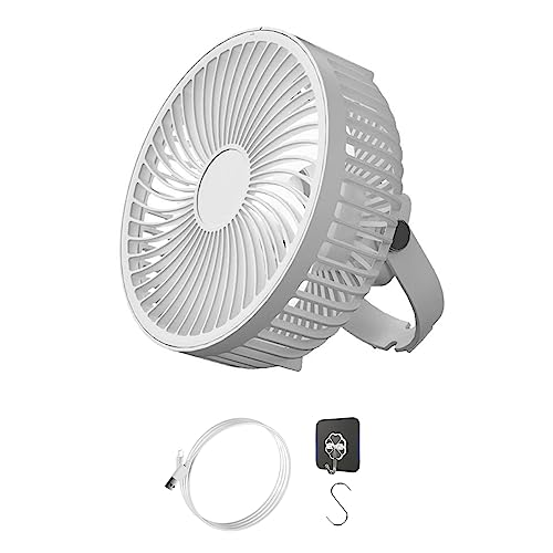 Rudiaoa Ventilador de camping portátil de 6.9 pulgadas recargable por USB con gancho ventilador de techo de 3 velocidades 2000 mAh ventilador colgante para exteriores