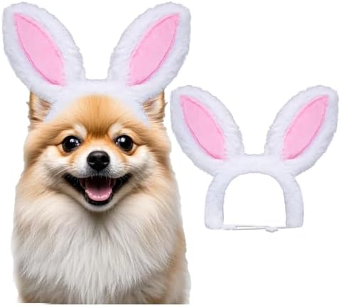 Dog Easter Bunny Ears Costume Headband, Puppy Easter Outfit, Cute Pet Head Accessories for Halloween Party Headwear Supplies (Pink, Small)