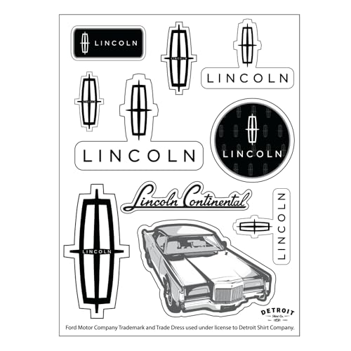Lincoln Continental Stickers Sheet - 10 Luxury Car Decals Official Ford Licensed - Elegant Decals Made in USA