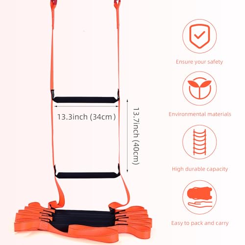 Meidansini Strickleiter, 5M Notfall Feuerleiter Training Soft Ladder, Flammensichere Seilzugleiter 2-3 Stockwerk Wiederverwendbares Fenster Balkon Baumhaus Sicherheits Rettungsleiter